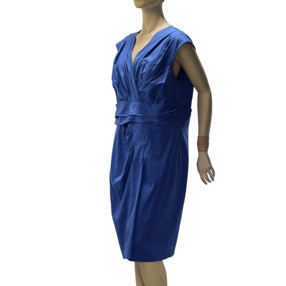 Suzi Chin For MAGGY BOUTIQUE Women's Blue Sleeveless Wrap Dress Size 18W - Picture 2 of 16